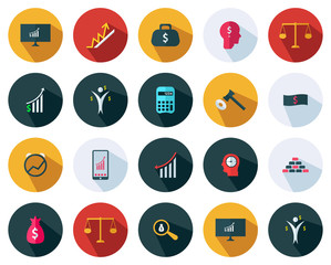 Finance icons set - Flat financial sign illustration