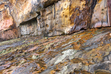 Colorful cliffs of Labetxu Valley in Jaizkibel mountain, Basque Country, Spain