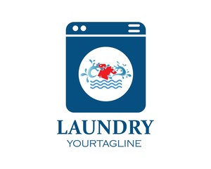 washing clothes logo icon vector of laundry service design