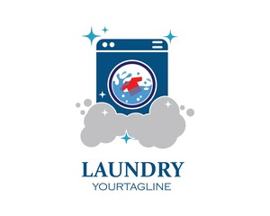 washing clothes logo icon vector of laundry service design