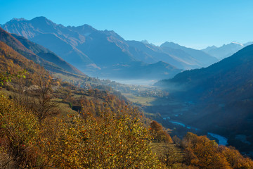 The Caucasus mountains in Svaneti. Beautiful mountain landscape. Georgia.