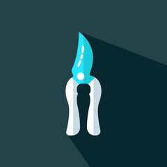 Garden shears flat vector icon - illustration