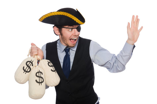 Businessman pirate isolated on white background