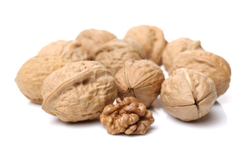 walnuts on white background 