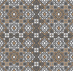 Seamless ceramic tile based on traditional oriental arabic patterns. Vintage multicolor pattern in turkish, morocco, arabic style. Endless pattern of Moroccan, Turkish, Lisbon floor tiles.
