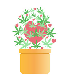 Weed plant pot with love symbol.