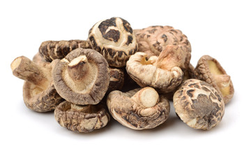 Dry Shiitake Mushroom on white background