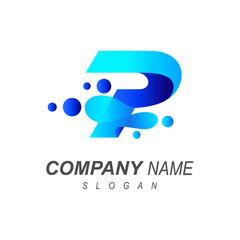 logo letter p, logo p and droplets, initial company icon p