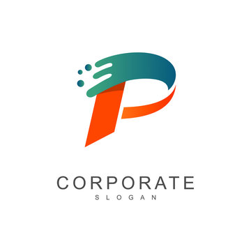 logo letter p, delivery service logo quickly, p icon