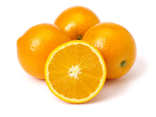 Orange fruit on the white background