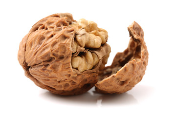 walnuts on white background 