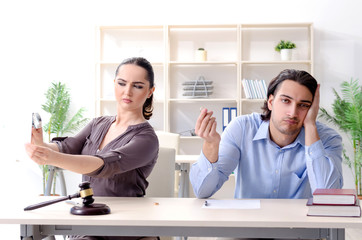 Young family in marriage divorce concept 