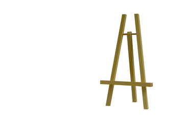Table wooden easel tripod on white background.Isolated object. Artistic theme.