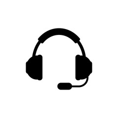 Headphone with microphone icon. Vector. Isolated.