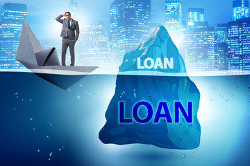 Debt and loan concept with hidden iceberg