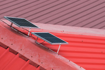 Solar panel on the roof of the house installed to support electrical energy