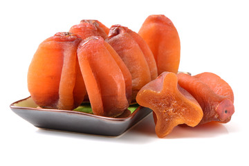 dried persimmon on white background