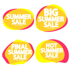 Set Summer Sale bubble banners design template, discount tags, app icons, vector illustration