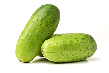 Green cucumber on the white background