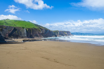 Panorama of the cliffs and the flysch of Zumaia, Basque Country