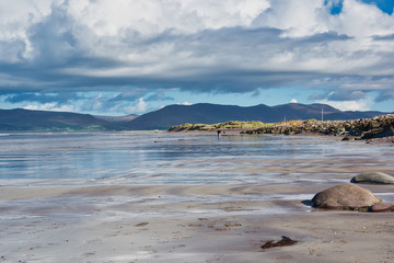 mountains of Dingle peninsula from Rossbeigh beach of Ring of Kerry