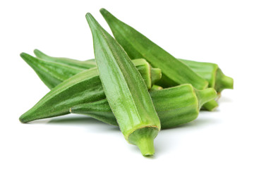 Fresh young okra isolated on white background