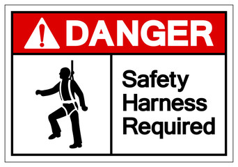 Danger Safety Harness Required Symbol Sign, Vector Illustration, Isolate On White Background Label. EPS10