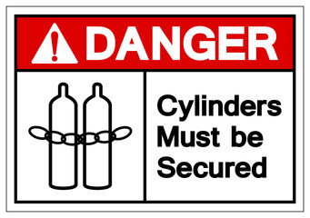 Danger Cylinders Must Be Secured Symbol Sign, Vector Illustration, Isolate On White Background Label .EPS10