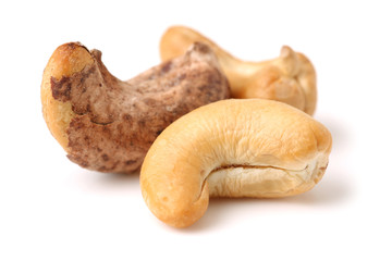 cashew nuts on white background 