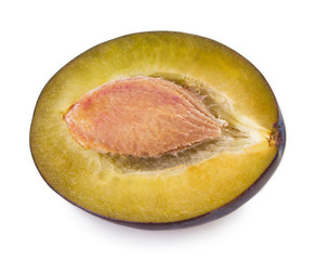 Fresh plum on white background