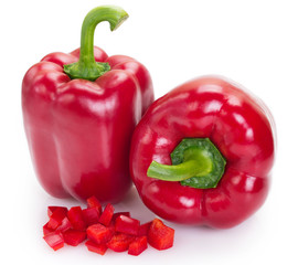 Fresh red pepper on white background