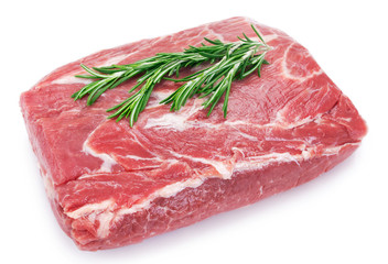 Raw pork on white background