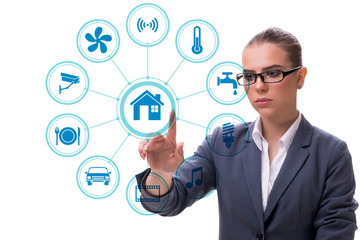 Smart home concept with woman 