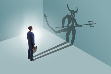 Devil hiding in the businessman - alter ego concept