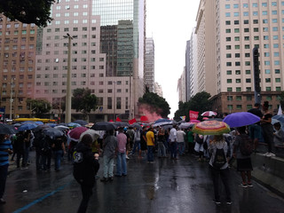 manifestation in the avenue rio branco, rio de janeiro, brazil