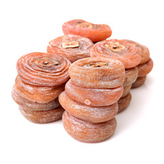 dried persimmon on white background 