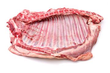 raw lamb meat on white background