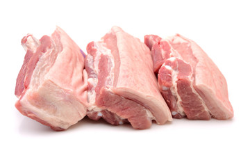Pork belly on white background