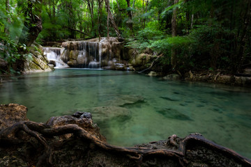 Waterfall in Kanchanaburi, Thailand.