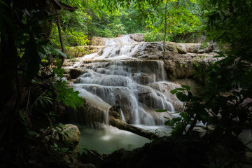 Waterfall in Kanchanaburi, Thailand.