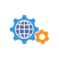 Illustration icon with the concept of managing global business