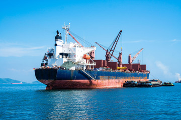 Logistics and transportation ,International Container Cargo ship in the sea, import export business ,Cargo ship at the port ,Freight Transportation, Shipping, Nautical Vessel .