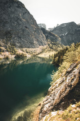 Nature panorama at lake Obersee, near Koenigssee in Berchtesgaden, Bavaria