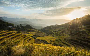 beautiful landscape of  rice terraces in China