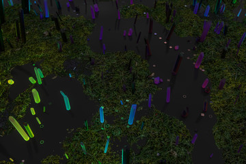 A cluster of precision-cut magic crystal, science fiction and magic theme, 3d rendering.