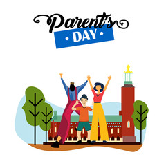 Happy Parents Day Greeting Card Vintage Vector Template Design Background Illustration