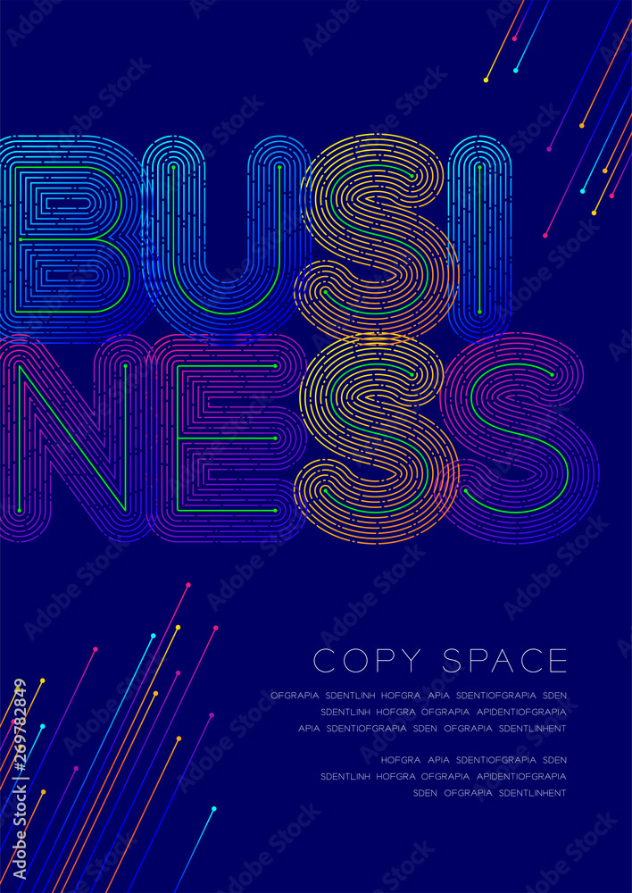 Poster business big text dot and dash line pattern layer overlay, poster banner or flyer template layout de