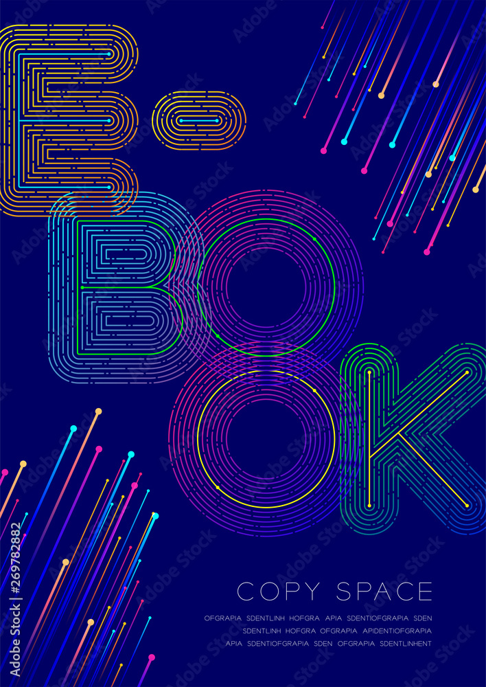 Poster e-book big text dot and dash line pattern layer overlay, poster banner or flyer template layout desi