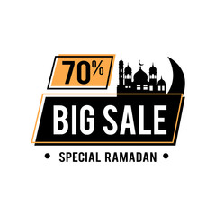 Big Sale Ramadan Special Discount 70% Label Badge Vector Template Design Illustration