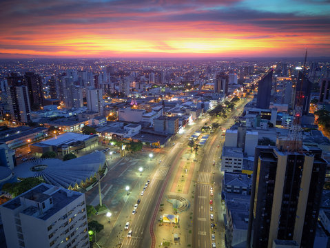 Aerial Photo Of The City Of Cascavel Paraná Brazil. Centro Da Cidade. Central Park.